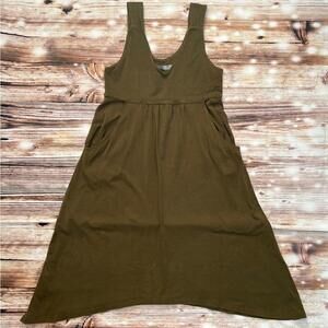 Athleta Tank Tunic Swing Dress with Pockets Olive Green Sleeveless Dress